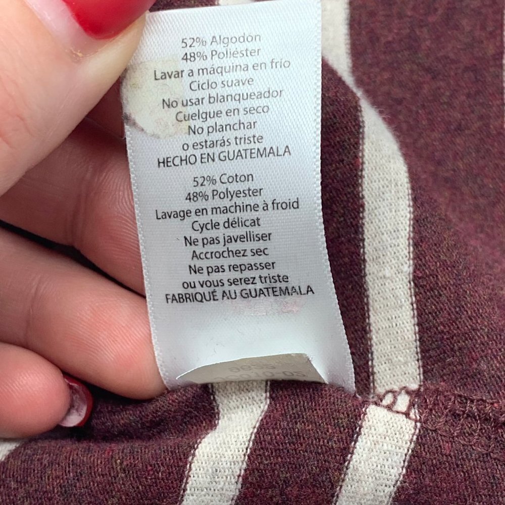 🎉LuLaRoe Maroon w/ Cream Stripe Long Sleeve Mark - Picture 6 of 8